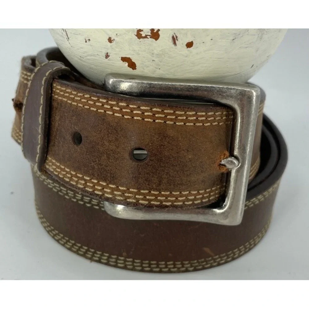 Wrangler Brown Leather Belt Men 44‎ Western 1.5